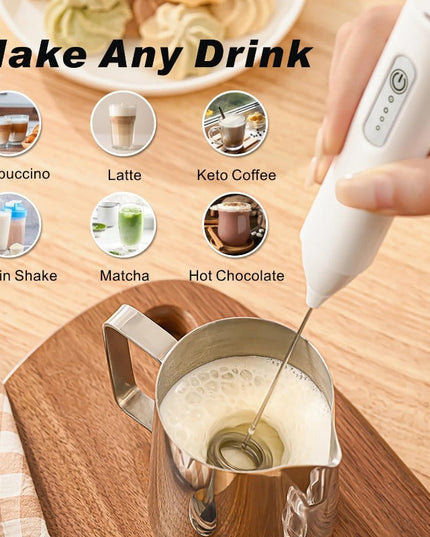 USB-C Rechargeable 3-Speed Milk Frother with Dual Whisk