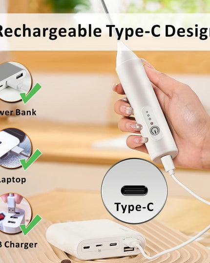 USB-C Rechargeable 3-Speed Milk Frother with Dual Whisk